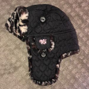 Betsy Johnson faux leopard fur hat